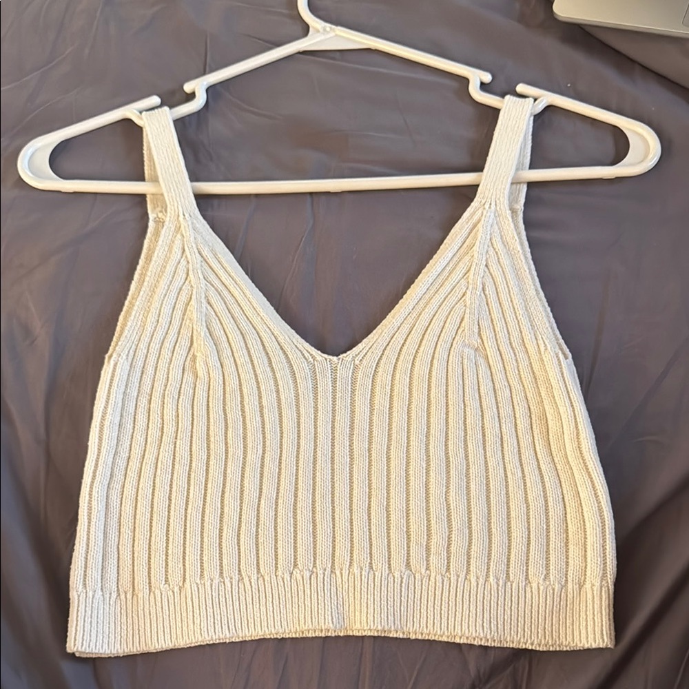 Aerie cropped white sweater tank
